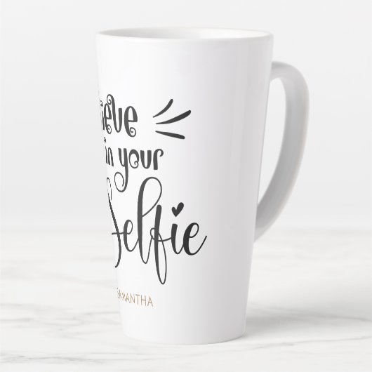 自称信じおもしろい励ましの引用文 カフェラテマグ (右アングル)