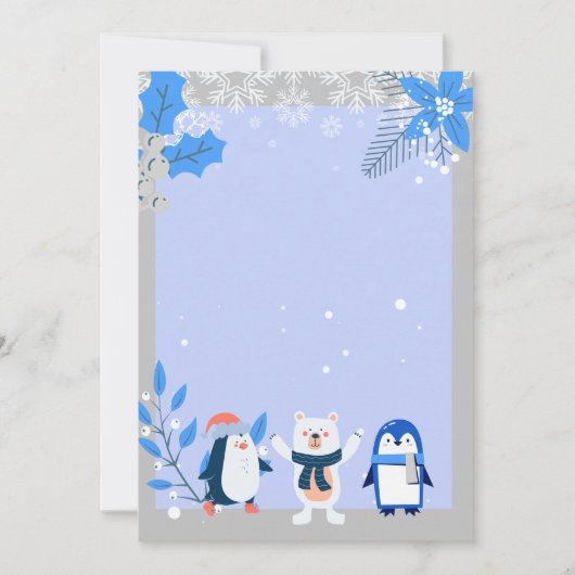 自空白の分のスノーフレーク・ペンギンの極熊を追加 招待状 (正面)