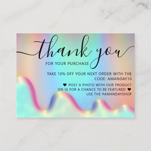 自筆証ショップありがとうご割引コードグラデーション 名刺 (裏面)