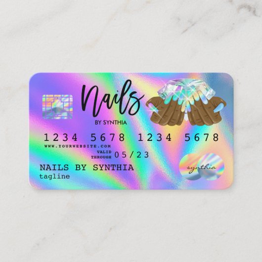 自筆証書クレジットカード爪、 ネイル技術管理 名刺 (正面)