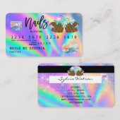 自筆証書クレジットカード爪、 ネイル技術管理 名刺 (正面/裏面)