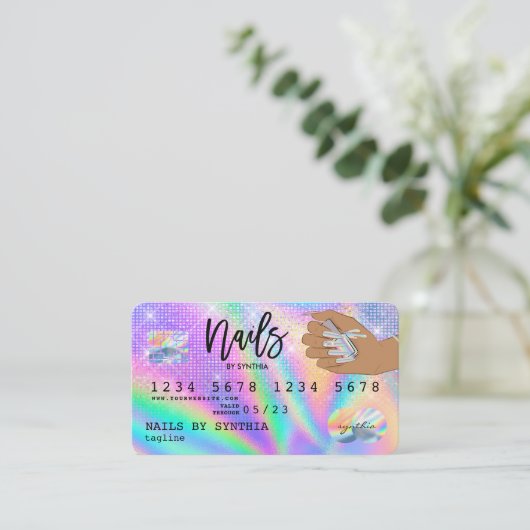 自筆証書クレジットカード爪、 ネイル技術 名刺 (スタンド正面)