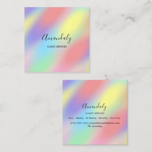 自筆証書グラデーションメイクアップARTISTイベントプランナー スクエア名刺 (正面/裏面)