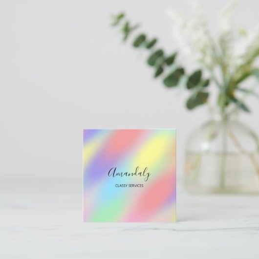自筆証書グラデーションメイクアップARTISTイベントプランナー スクエア名刺 (スタンド正面)
