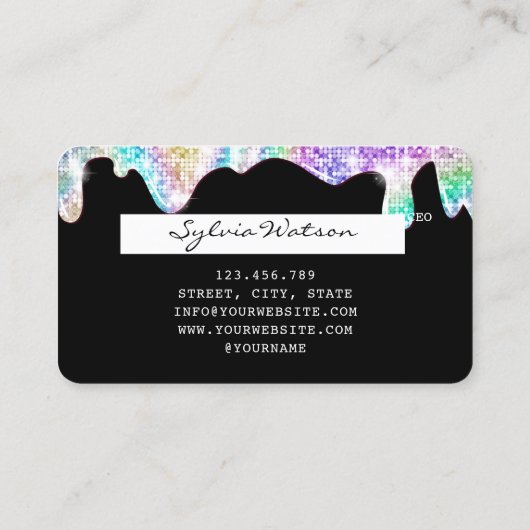 自筆証書グリッターディスコモダンクレジットカード名 名刺 (裏面)