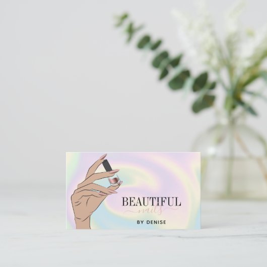 自筆証書ネイルサロン女性手爪、 ネイル技術者b 名刺 (スタンド正面)