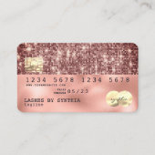 自筆証書バラ金ゴールドグリッターモダンクレジットカード 名刺 (正面)