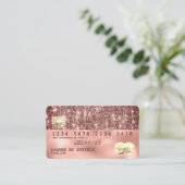 自筆証書バラ金ゴールドグリッターモダンクレジットカード 名刺 (スタンド正面)