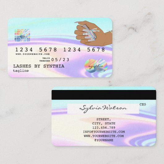 自筆証書ユニコーンクレジットカード爪、 ネイル技術 名刺 (正面/裏面)