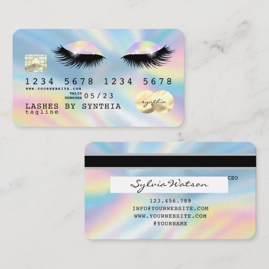 自筆証書ユニコーンドリップスクレジットカードの目の点滅 名刺 (正面/裏面)