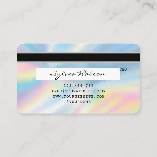 自筆証書ユニコーンドリップスクレジットカードの目の点滅 名刺 (裏面)