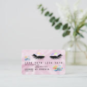 自筆証書ユニコーンピンククレジットカードの目の点滅 名刺 (スタンド正面)