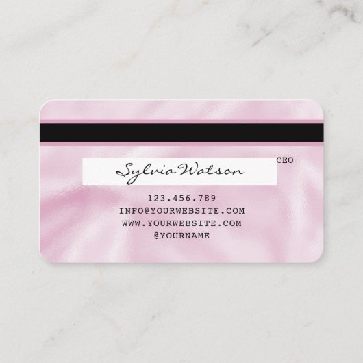 自筆証書ユニコーンピンククレジットカードの目の点滅 名刺 (裏面)