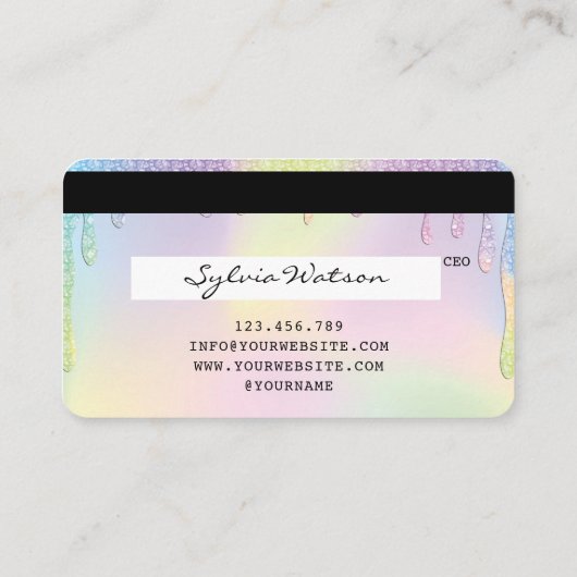 自筆証書ユニコーンモダンクレジットカードラッシュ 名刺 (裏面)