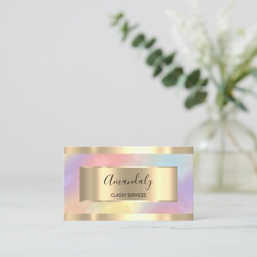 自筆証書金ゴールドフレームエレガントプロフェッショナルユニコーン 名刺 (スタンド正面)