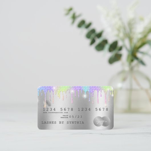 自筆証銀ユニコーン滴下クレジットカードラッシュ 名刺 (スタンド正面)