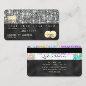 自筆銀グリッターモダンクレジットカード 名刺 (正面/裏面)