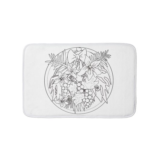 自絵を描写真は熱帯のパターンである バスマット (正面)