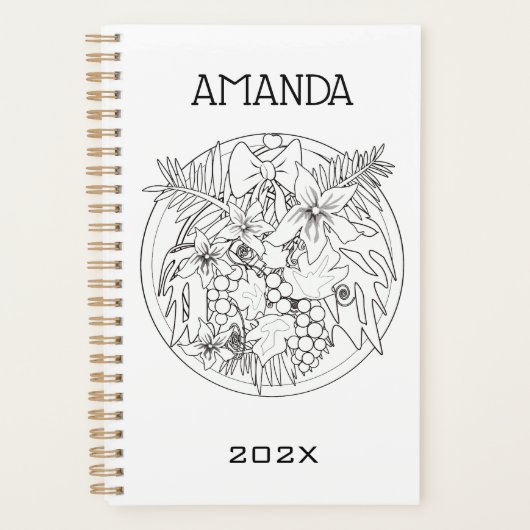 自絵を描写真は熱帯のパターンである プランナー手帳 (正面)