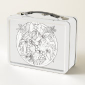 自絵を描写真は熱帯のパターンである メタルランチボックス (裏面)