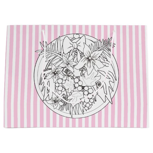 自絵を描写真は熱帯のパターンである ラージペーパーバッグ (正面)