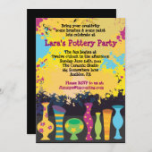 自絵を描分の陶芸誕生日パーティーの招待状 招待状 (正面/裏面)