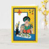 自絵を描分のCanvas_B_Greetingカード カード (黄色い花)