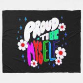 自誇りを持った身、色、花、大 フリースブランケット (正面(横))