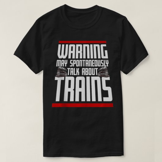 自警告動的に電車の模型について話す Tシャツ (デザイン正面)