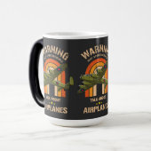 自警告動的に飛行機について話す モーフィングマグカップ (正面左)