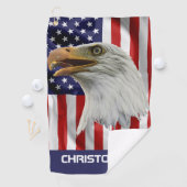 自警団イーグル、アメリカ国旗、愛国心 ゴルフタオル (インサイチュ)