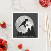 自転車おもしろいと飛んでいる満月のTレックス スタンダードカクテルナプキン (インサイチュ)