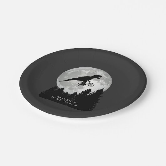 自転車おもしろいと飛んでいる満月のTレックス ペーパープレート (アングル)