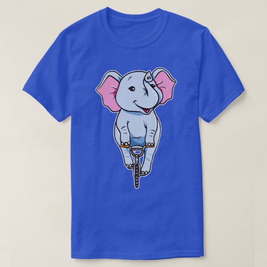 自転車おもしろいに乗った可愛い象 Tシャツ (デザイン正面)
