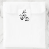 自転車おもしろいに乗った牛 スクエアシール (バッグ)