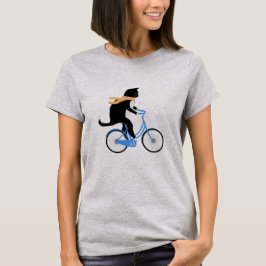 自転車おもしろいに乗った黒猫 Tシャツ