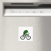 自転車おもしろいに乗るグリーンカエル マグネット (インサイチュ (食洗機))