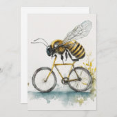 自転車おもしろいの水彩画スケッチに乗るハチ シーズンカード (正面/裏面)