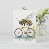 自転車おもしろいの水彩画スケッチに乗るハチ シーズンカード (スタンド正面)