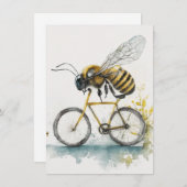 自転車おもしろいの水彩画スケッチに乗るハチ シーズンカード (正面/裏面)