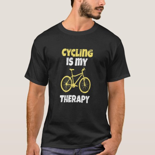 自転車おもしろいサイクリングは私のセラピーギフトアイディアPr Tシャツ (正面)