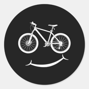 自転車おもしろいスマイル自転車笑顔顔バイクもしくは自転車に乗る人 ラウンドシール