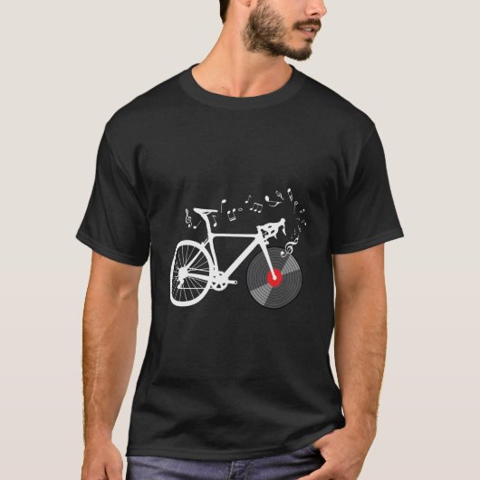 自転車おもしろいレコード演奏者音楽ノートギフト Tシャツ (正面)