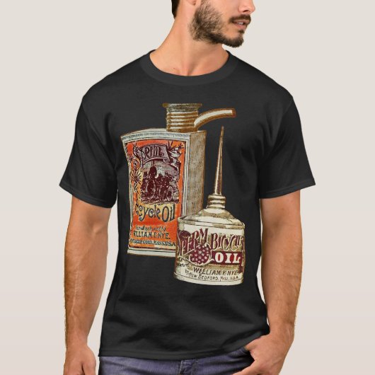 自転車おもしろいヴィンテージ精子油缶自転車 Tシャツ (正面)
