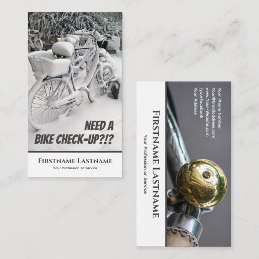 自転車おもしろい修凍ってい理店舗用バイク 名刺 (正面/裏面)