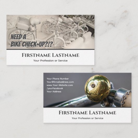 自転車おもしろい修理凍ってい店用のスノーバイク 名刺 (正面/裏面)