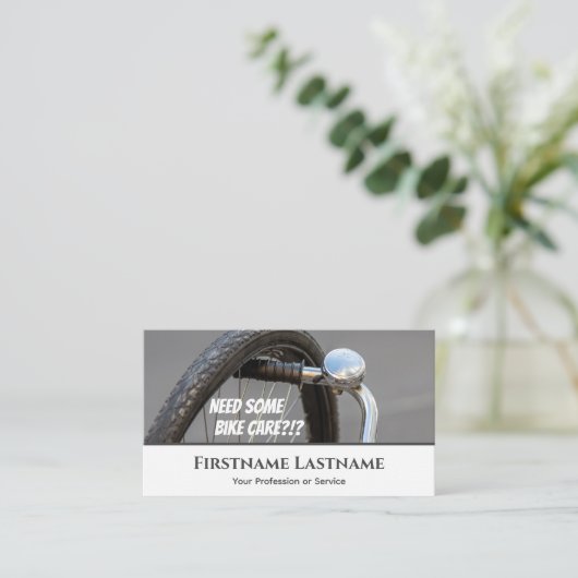 自転車おもしろい修理店用の欠陥バイクタイヤ 名刺 (スタンド正面)