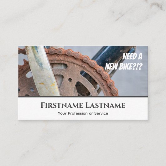 自転車おもしろい修理店用の錆びた自転車チェーン 名刺 (正面)