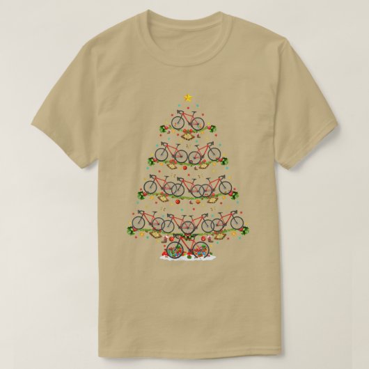 自転車おもしろい好きマッチングサンタ自転車のクリスマス Tシャツ (デザイン正面)