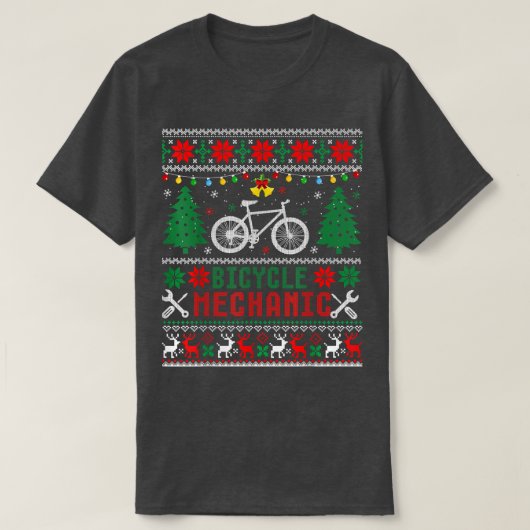自転車おもしろい整備士醜いクリスマスセーター Tシャツ (デザイン正面)